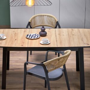 Pidentävä Ruokapöytä BARTON, tammi / musta