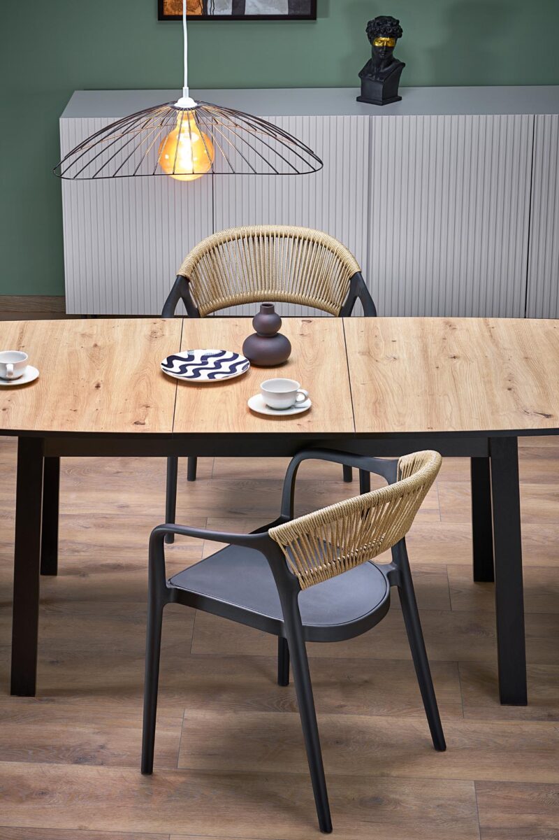 Pidentävä Ruokapöytä BARTON, tammi / musta