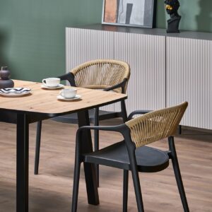 Pidentävä Ruokapöytä BARTON, tammi / musta