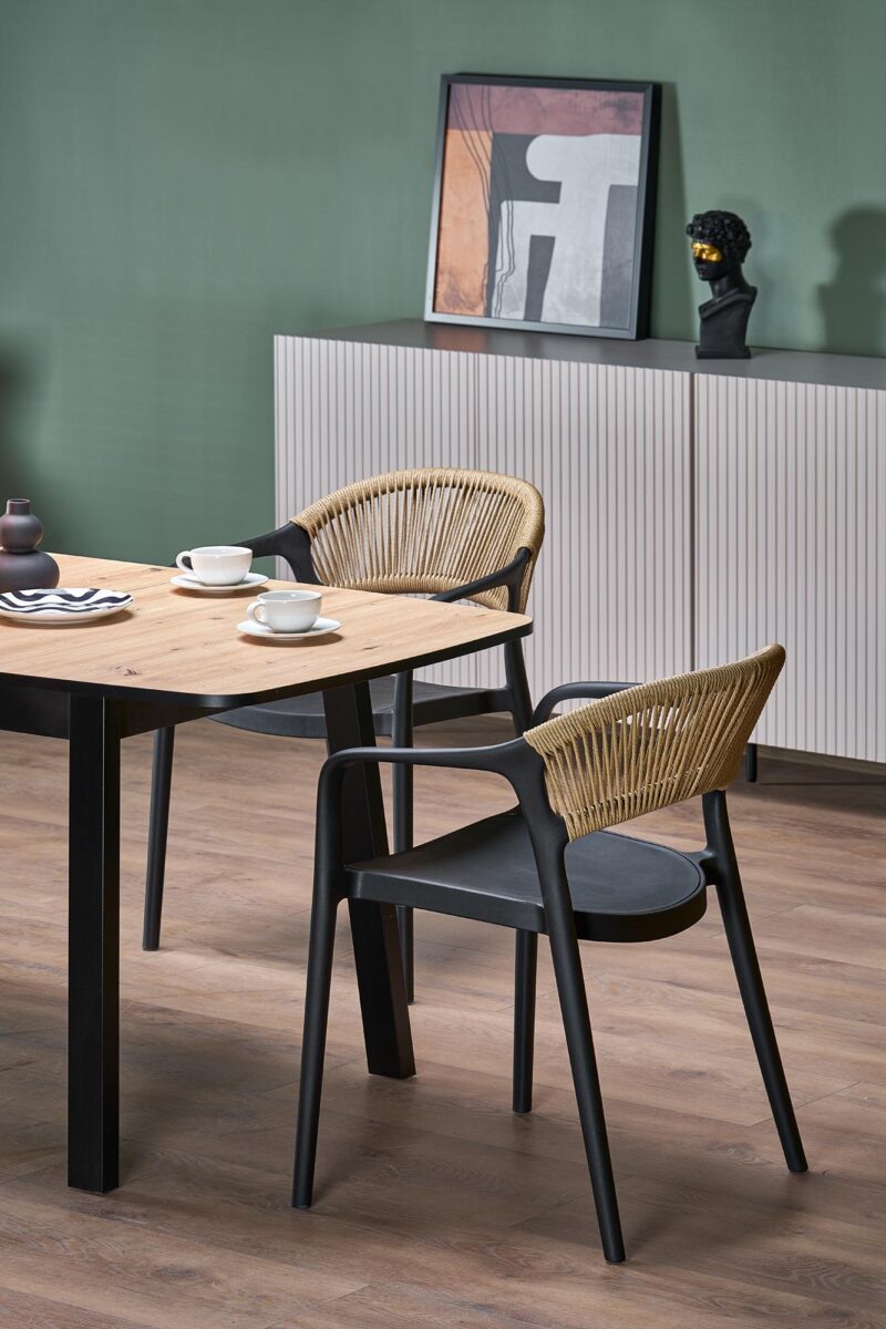 Pidentävä Ruokapöytä BARTON, tammi / musta