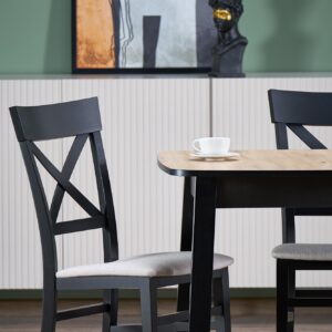 Pidentävä Ruokapöytä BARTON, tammi / musta