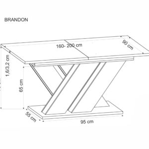 Pidentävä ruokapöytä BRANTOR, kashmir / tammi