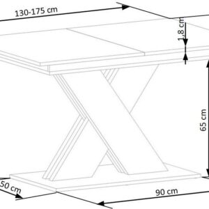 Pidentävä ruokapöytä ALETTA – musta / tammiviimeistely