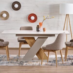 Pidentävä ruokapöytä ALETTA – musta / tammiviimeistely