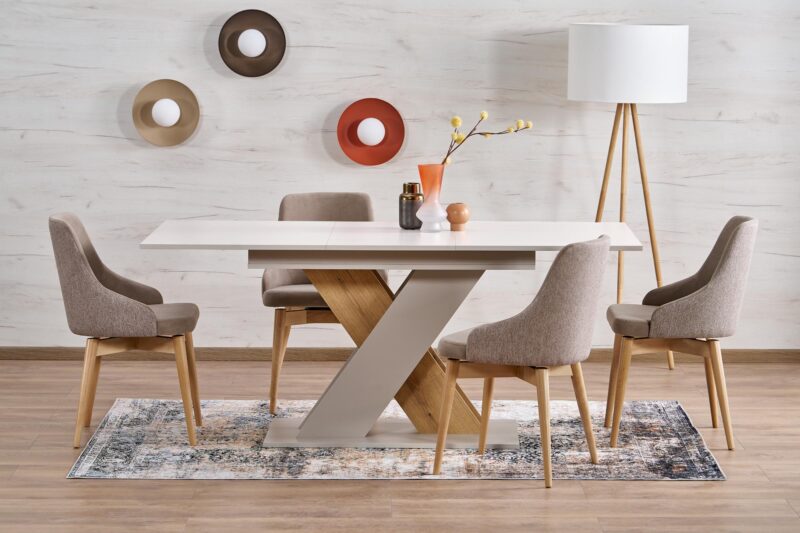 Pidentävä ruokapöytä ALETTA – musta / tammiviimeistely