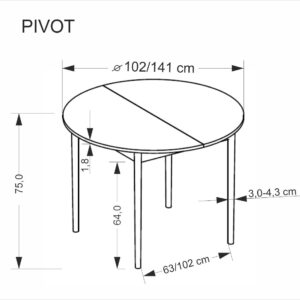 Laajennettava ruokapöytä PIVARO, kashmir / luonnollinen