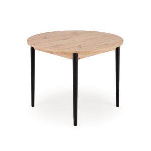 Pidentävä Ruokapöytä PIVARO, tammi / mustat jalat