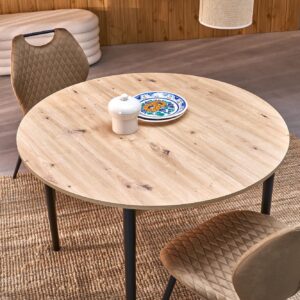 Pidentävä Ruokapöytä PIVARO, tammi / mustat jalat