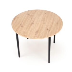 Pidentävä Ruokapöytä PIVARO, tammi / mustat jalat