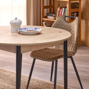 Pidentävä Ruokapöytä PIVARO, tammi / mustat jalat