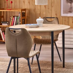 Pidentävä Ruokapöytä PIVARO, tammi / mustat jalat