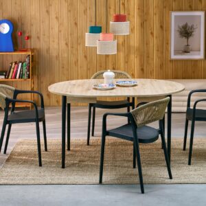 Pidentävä Ruokapöytä PIVARO, tammi / mustat jalat