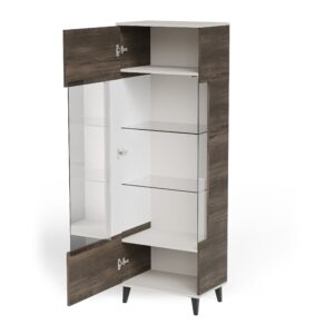 Vitriinikaappi RAVENO 2 W-1, kasmiiri / pähkinä / musta