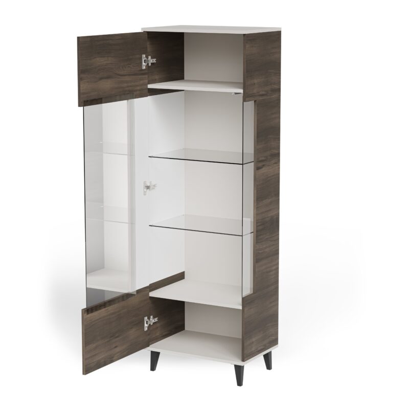 Vitriinikaappi RAVENO 2 W-1, kasmiiri / pähkinä / musta