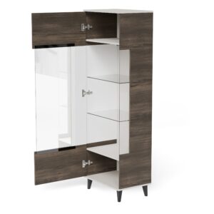 Vitriinikaappi RAVENO 2 W-1, kasmiiri / pähkinä / musta