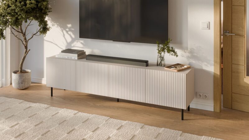 Televisioalus PAXORA RTV-2, 200 cm, cashmere / musta