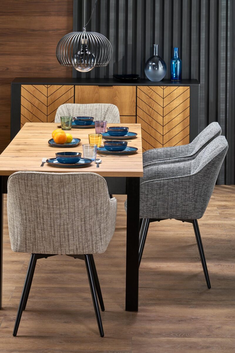 Laajennettav ruokapöytä QUBARO, tammi / musta