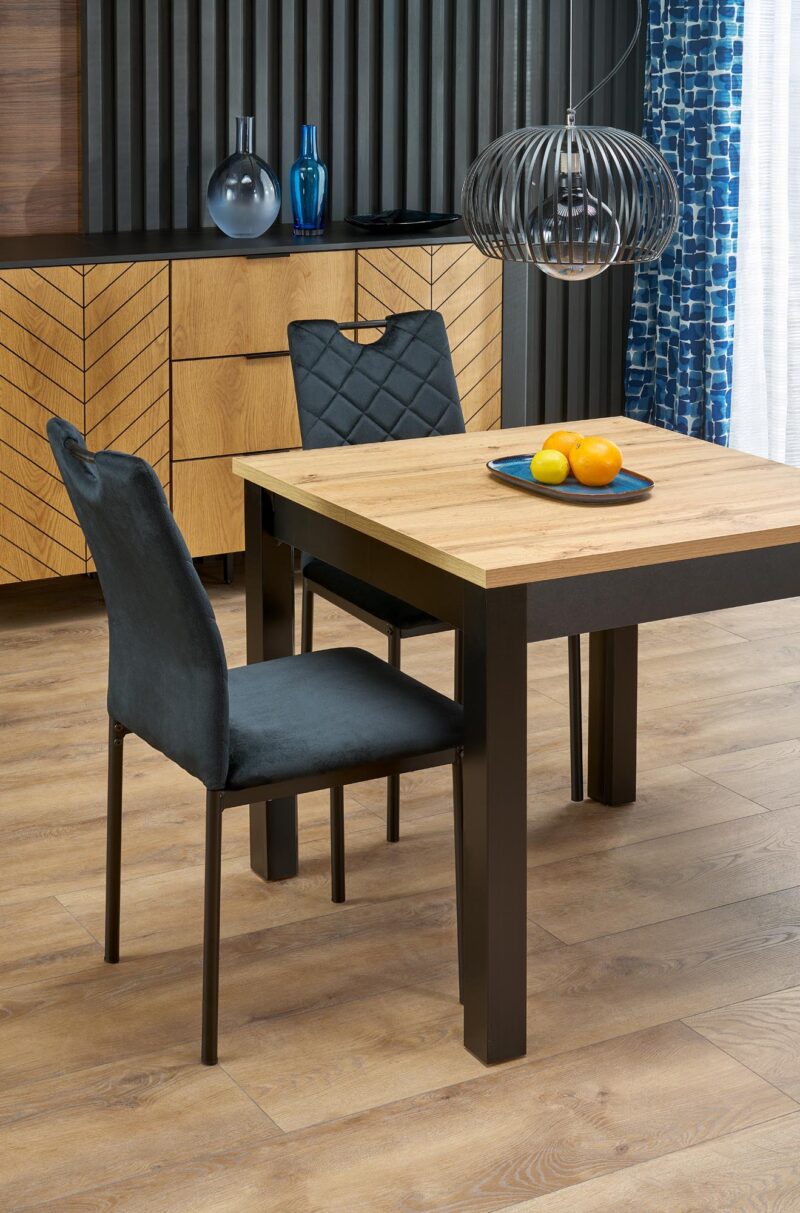 Laajennettav ruokapöytä QUBARO, tammi / musta