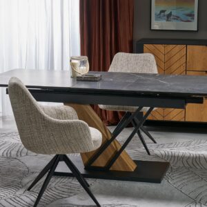 Pitkäjänteinen ruokapöytä VOLANT 160x200, musta marmori