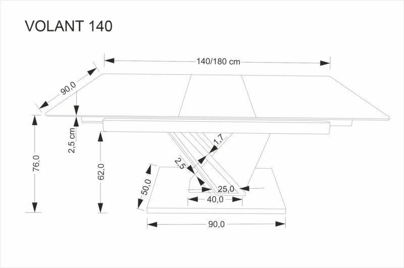 Käytettävä Pöytä VOLANT 140x200, musta marmori