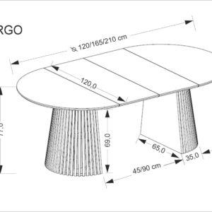 Pidentävä ruokapöytä FARGO, luonnonpuu / luonnonpuu