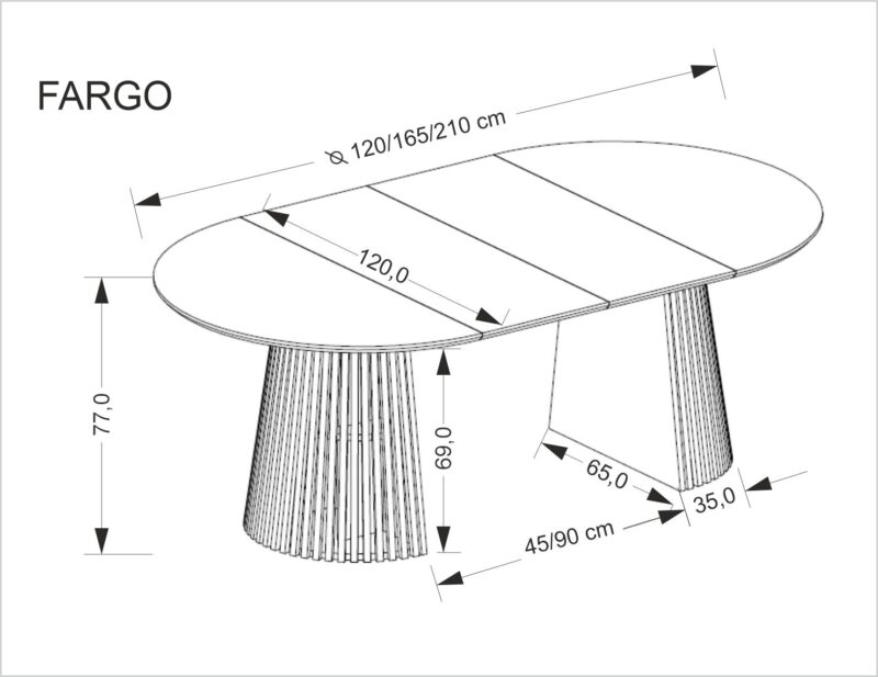 Pidentävä ruokapöytä FARGO, luonnonpuu / luonnonpuu