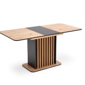 Pidempi ruokapöytä NAVESSA – musta / tammilaminaatti