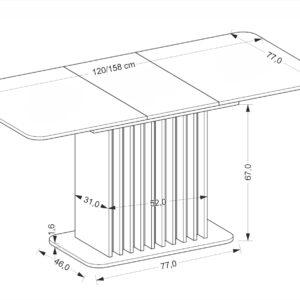 Pidempi ruokapöytä NAVESSA – musta / tammilaminaatti