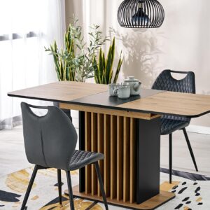 Pidempi ruokapöytä NAVESSA – musta / tammilaminaatti