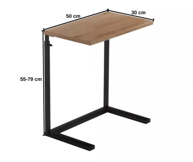 Säädettävä puu- ja metallipöytä