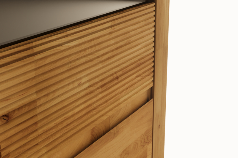 Tammesaarnesta valmistettu vitriinkappi BRUNO 90