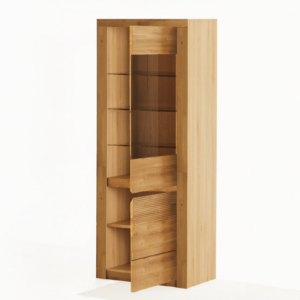 Tammesaarnesta valmistettu vitriinkappi BRUNO 90