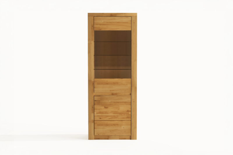 Tammesaarnesta valmistettu vitriinkappi BRUNO 90