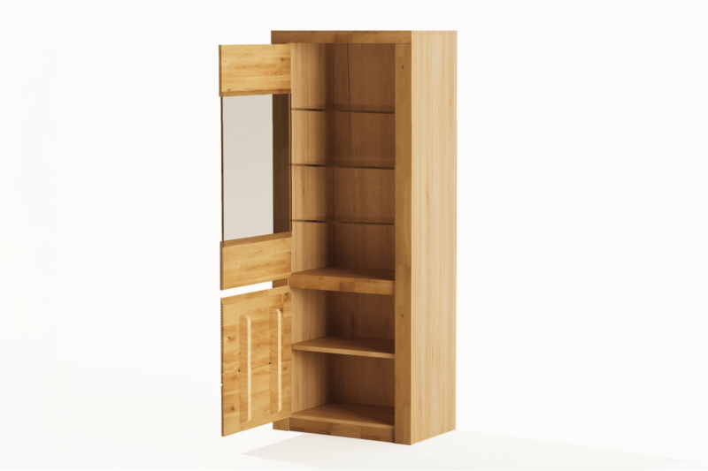 Tammesaarnesta valmistettu vitriinkappi BRUNO 90