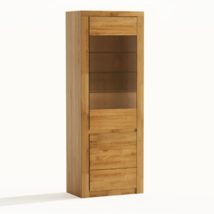 Tammesaarnesta valmistettu vitriinkappi BRUNO 90