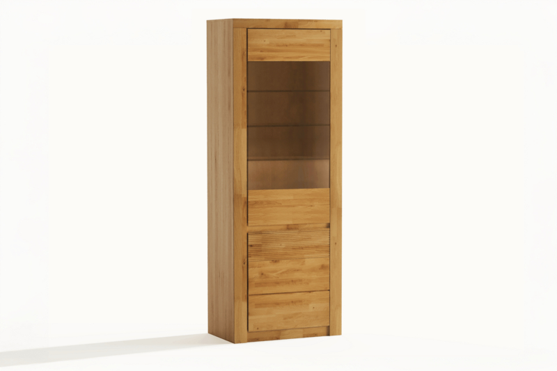 Tammesaarnesta valmistettu vitriinkappi BRUNO 90