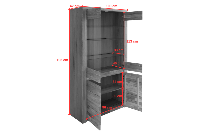 Tamminen vitriinikaappi BRUNO 72 lasiovella
