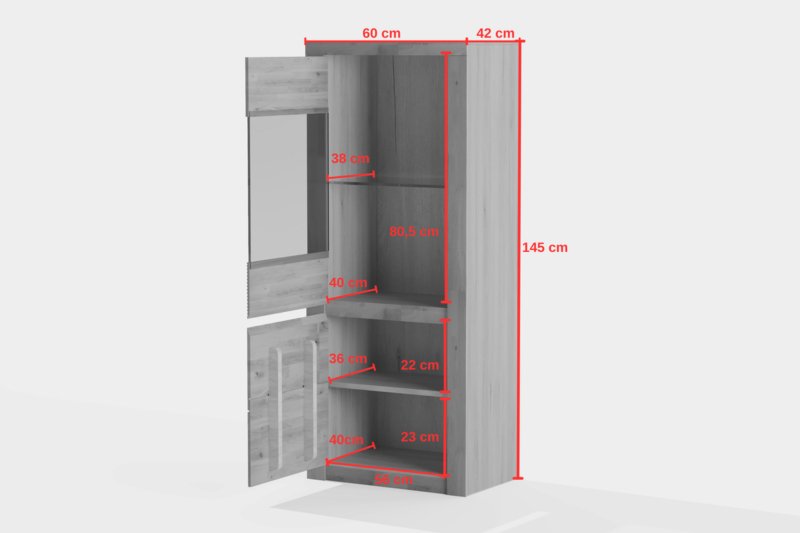 Bruno-81 Tammi puusta valmistettu vitriinikappi BRUNO 81