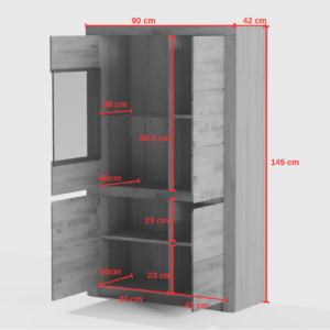 Tammi puusta vitriini Bruno 82