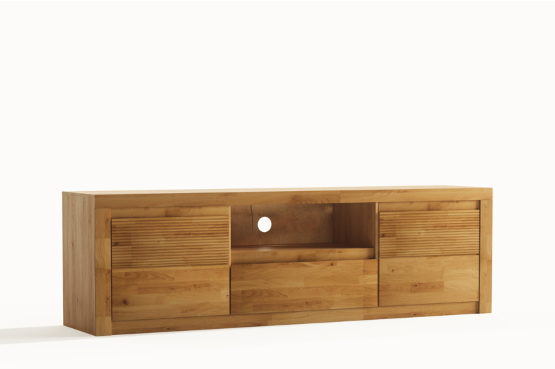 Debowa-ryflowana-szafka-RTV-160-cm-z-szuflada Tammi puusta TV-tukijalka Bruno 44