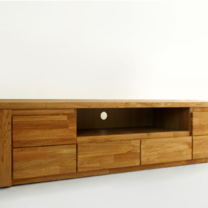 Debowa-szafka-RTV-200-cm-ryflowana-z-2-szufladami Tamminen TV-teline BRUNO 48