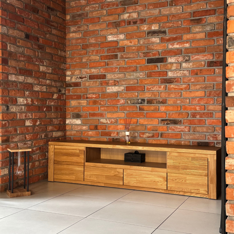 Debowa-szafka-RTV-z-2-szufladami-200-cm Tamminen TV-teline BRUNO 48