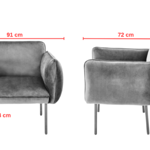 Harmaa samettinen nojatuoli Madera 01