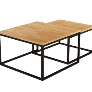 KONGO-sarjan tammipuusta ja metallista valmistettu sohvapöytäsetti