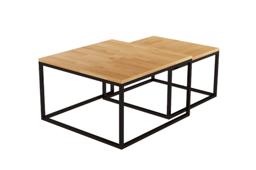 KONGO-sarjan tammipuusta ja metallista valmistettu sohvapöytäsetti