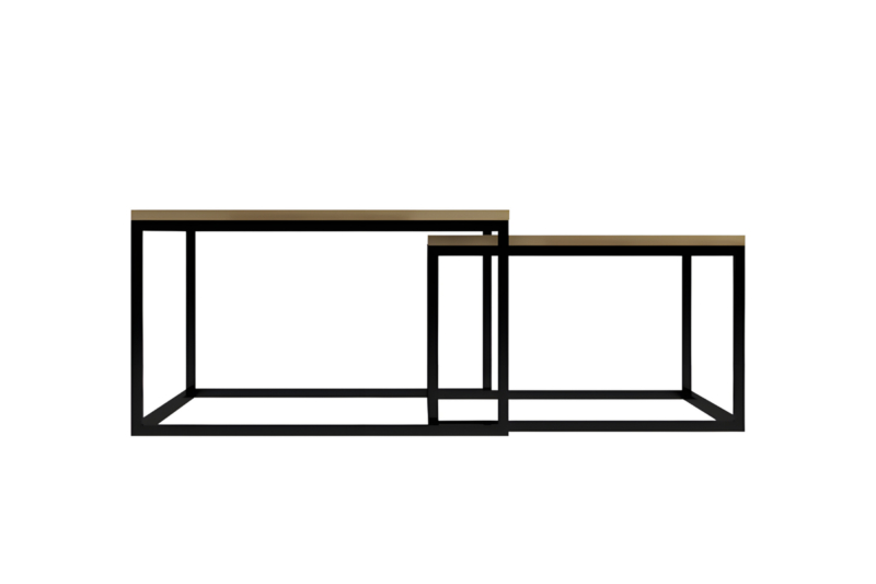 KONGO-sarjan tammipuusta ja metallista valmistettu sohvapöytäsetti