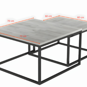 KONGO-sarjan tammipuusta ja metallista valmistettu sohvapöytäsetti