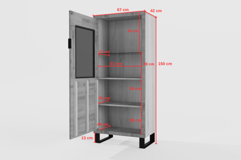 Tammi puusta vitriinikaappi MONO LOFT 04