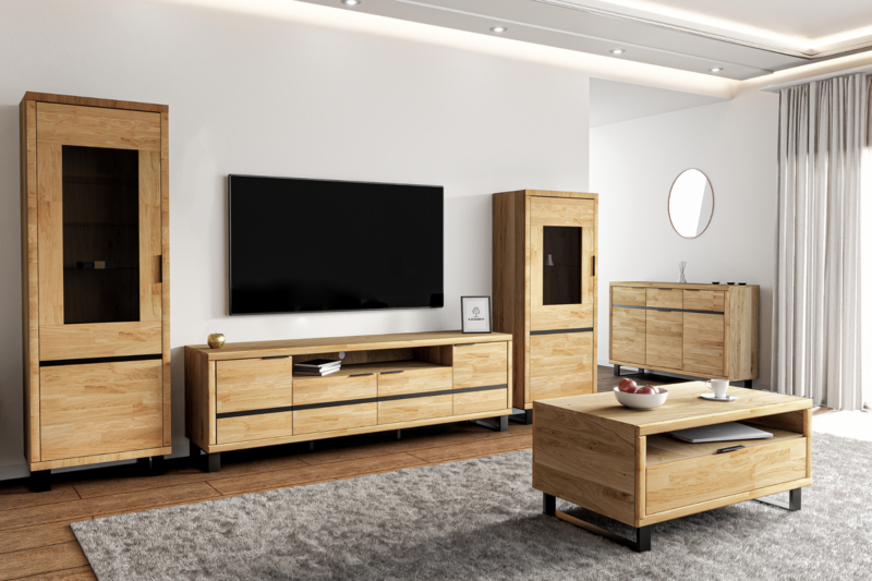 Tammi puusta vitriinikaappi MONO LOFT 04