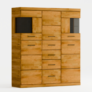 Tammi puusta vitriinikaappi RARO 84 tummalla lasilla